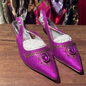 Ashro Elegant Purple Slingback Heels